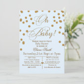 Invitation Parties scintillant bleu et or baby shower invitat (Debout devant)