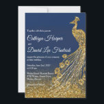 Invitation Parties scintillant bleu et or Marine Peacock Mari<br><div class="desc">Marine Blue & Gold Parties scintillant Luxe Peacock Faire-part de mariage. (1) Pour plus de personnalisation, cliquez sur le bouton "Personnaliser" et utilisez notre outil de conception pour modifier ce modèle. Tous les styles de texte, les couleurs, les tailles peuvent être modifiés selon vos besoins.(2) Si vous préférez des papiers...</div>