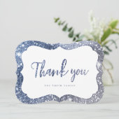 Invitation Parties scintillant bleu étincelant simple merci (Debout devant)