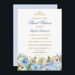 Invitation Parties scintillant Bleu étincelant Sweet sixteen<br><div class="desc">Plus joli Sweet sixteen floral 16e anniversaire Invitation dans le Little Bayleigh Store!</div>