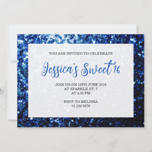 Invitation Parties scintillant bleu foncé scintille Sweet 16