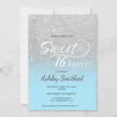 Invitation Parties scintillant bleu glace argent ombre violet (Devant)