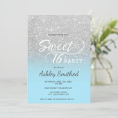 Invitation Parties scintillant bleu glace argent ombre violet (Debout devant)