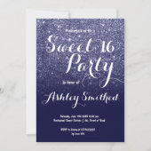 Invitation Parties scintillant bleu marine en faux girly mode (Devant)