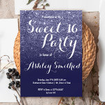 Invitation Parties scintillant bleu marine en faux girly mode<br><div class="desc">Une jolie douche à parties scintillant bleu marine moderne et imitation bleu marine à l'ombre avec bloc bleu marine couleur bleu pâle invitation à la fête de 16 ans avec parties scintillant bleue ombre motif s'estompant sur un arrière - plan bleu personnalisable. Parfait pour un Sweet sixteen princesse, parfait pour...</div>