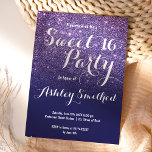 Invitation Parties scintillant bleu marine moderne girly chic<br><div class="desc">Une douche à parties scintillant violet bleu marine moderne et jolie imitation bleu marine ombre avec bloc bleu marine couleur bloc Sweet 16 anniversaire invitation avec parties scintillant bleue ombre motif s'estompe sur un arrière - plan bleu personnalisable. Parfait pour un Sweet sixteen princesse, parfait pour elle, la fashionista qui...</div>