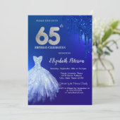 Invitation Parties scintillant bleu marine, robe bleu 65e ann (Debout devant)