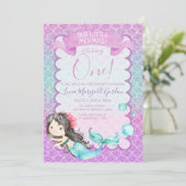 Invitation Parties scintillant bleu violet Sirène Première fê (Debout devant)