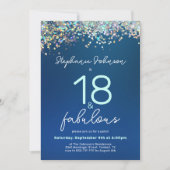 Invitation Parties scintillant Bleue 18 et Fabulous 18th Birt (Devant)