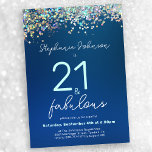Invitation Parties scintillant Bleue 21 et Fabulous 21st Birt<br><div class="desc">Parties scintillant bleue 21 et Fabulous 21st Birthday Party Invitation. Célébrez dans le style avec nos 30 et Fabulous Birthday Invitation design, un mélange parfait de glamour moderne et d'élégance intemporelle. La teinte bleu foncé donne le ton sophistiqué, tandis que l'ajout d'accents de parties scintillant ajoute une touche d'éblouissant flair,...</div>