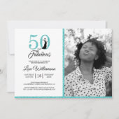 Invitation Parties scintillant Bleue 50 Fabuleux 50e annivers (Devant)