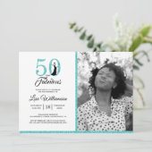 Invitation Parties scintillant Bleue 50 Fabuleux 50e annivers (Debout devant)