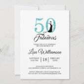 Invitation Parties scintillant bleue 50 Fabuleux | Fête du 50 (Devant)