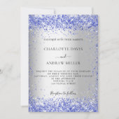 Invitation Parties scintillant bleue argent formel mariage él (Devant)