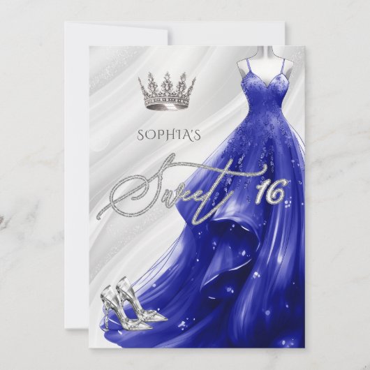 Invitation Parties scintillant Bleue Argent Royal Robe étince (Devant)