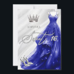 Invitation Parties scintillant Bleue Argent Royal Robe étince<br><div class="desc">Parties scintillant Bleue Argent Royal Robe étincelante Princesse Sweet 16 Invitation</div>