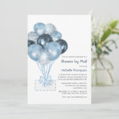 Invitation Parties scintillant bleue Baby shower de balloon g (Debout devant)