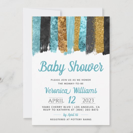 Invitation Parties scintillant bleue Baby shower garçon Invit (Devant)