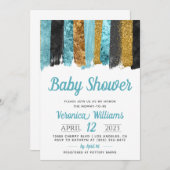 Invitation Parties scintillant bleue Baby shower garçon Invit (Devant / Derrière)