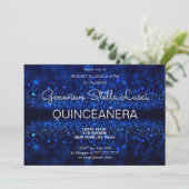 Invitation Parties scintillant Bleue Chic Quinceañera Party I (Debout devant)
