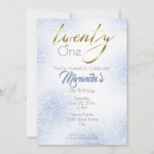 Invitation Parties scintillant bleue Cornflower et or 21e (Devant)