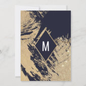 Invitation Parties scintillant bleue de la Marine d'or modern (Dos)