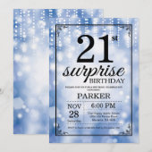 Invitation Parties scintillant bleue de l'invitation surprise (Devant / Derrière)