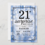 Invitation Parties scintillant bleue de l'invitation surprise<br><div class="desc">Invitation surprise 21e anniversaire avec des lumières à cordes bleues avec Arrière - plan à Parties scintillant bleue. Anniversaire bleu. Anniversaire adulte. Hommes ou femmes Anniversaire Invitation. 13e 15e 16e 18e 20e 21e 30e 40e 50e 60e 70e 80e 90e 100e, n'importe quel âge. Pour plus de personnalisation, cliquez sur le...</div>