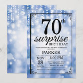 Invitation Parties scintillant bleue de l'invitation surprise (Devant / Derrière)