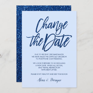 Invitation Parties scintillant bleue de verre annulée Mariage