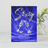 Invitation Parties scintillant bleue et argent Glam 60e anniv (Debout devant)