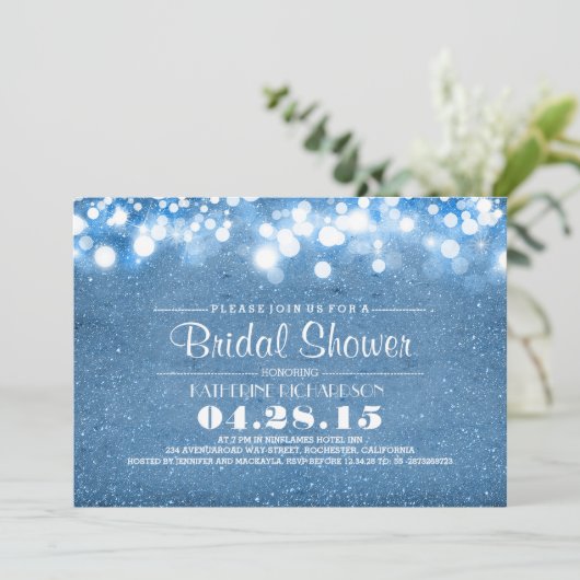 Invitation parties scintillant bleue et lumières à cordes dou (Debout devant)