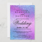 Invitation Parties scintillant bleue et rose (Devant)