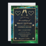 Invitation Parties scintillant bleue et verte et or Peacock A<br><div class="desc">Elégant Bleu,  Vert et or faux parties scintillant Peacock Agate design avec or diamants clipart</div>