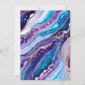 Invitation Parties scintillant bleue et violette Marbre Agate (Dos)