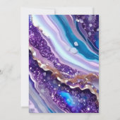 Invitation Parties scintillant bleue et violette Marbre Agate (Dos)