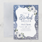 Invitation Parties scintillant bleue étincelante et douche nu (Devant / Derrière)