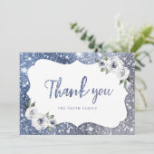 Invitation Parties scintillant bleue étincelante et merci à l (Debout devant)