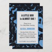 Invitation Parties scintillant Bleue Fantômes Octobre Baby sh (Devant / Derrière)