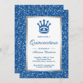 Invitation Parties scintillant Bleue Faux Tiara Princess Quin (Devant / Derrière)