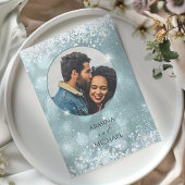 Invitation Parties scintillant bleue glamour classique Mariag