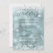 Invitation Parties scintillant bleue glamour classique Mariag (Devant)