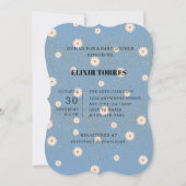 Invitation Parties scintillant bleue Golden Daisy Baby shower (Devant)