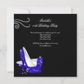 Invitation Parties scintillant Bleue Haut talons Noir fête d' (Dos)