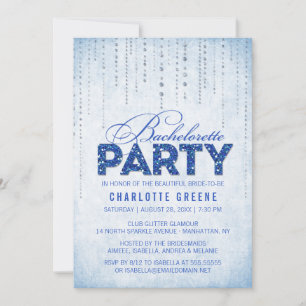Invitation Parties scintillant Bleue Look Bachelorette Party 