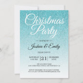 Invitation Parties scintillant Bleue Luxueuse Fête de Noël Om (Devant)