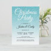 Invitation Parties scintillant Bleue Luxueuse Fête de Noël Om (Debout devant)
