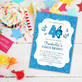 Invitation Parties scintillant bleue mignon brillant 4e anniv