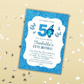 Invitation Parties scintillant bleue mignon pétillant 5 ans