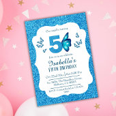 Invitation Parties scintillant bleue mignon pétillant 5 ans